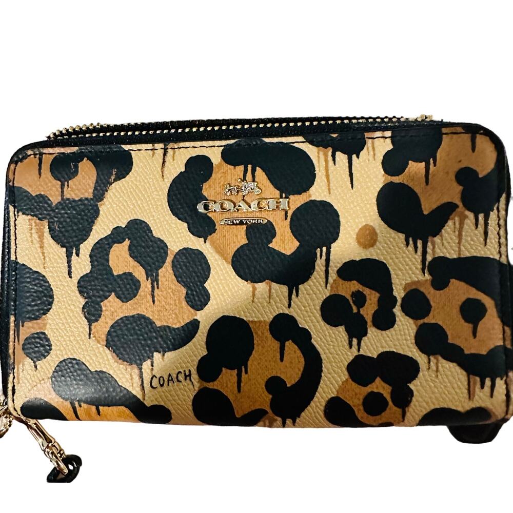 Coach - Double Zip Phone Wallet In Wild Beast Print Leather -NWT - Picture 3 of 10